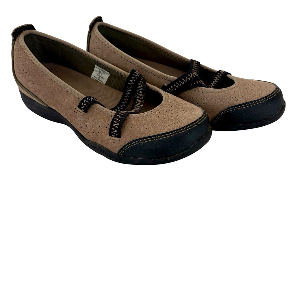 Lands End Mary Jane Size 51/2 D Flats Comfort Like New Suede Brown Flats